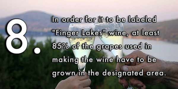 In order for it to be labeled "Finger Lakes" wine, at least 85% of the grapes used in making the wine have to be grown in the designated area.