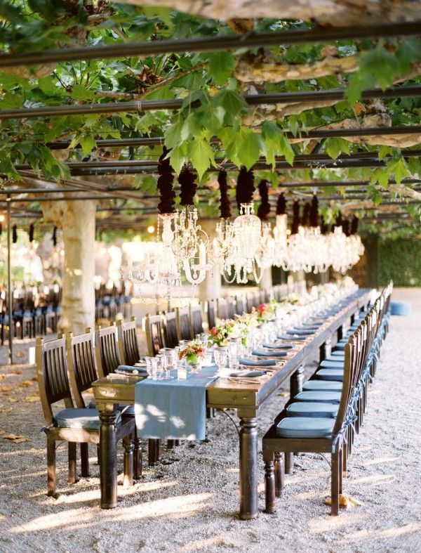 Table setting at a vineyard wedding