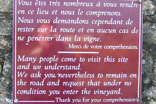 Sign outside La Romanée-Conti