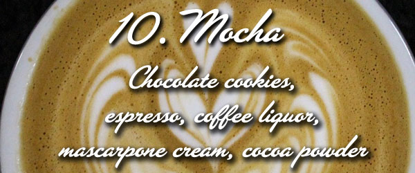chocolate cookies, espresso, coffee liquor, mascarpone cream, cocoa powder