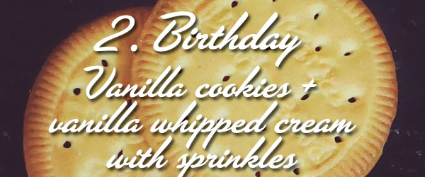  birthday - vanilla cookies, vanilla whipped cream with sprinkles