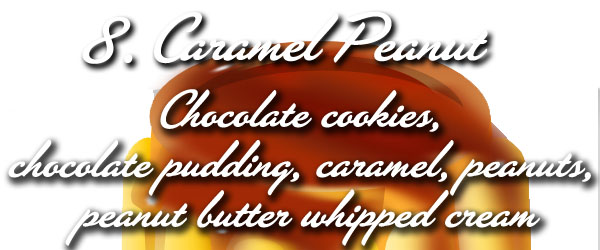 caramel peanut - chocolate cookies, chocolate pudding, caramel, peanuts, peanut butter whipped cream