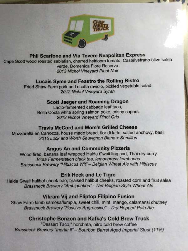 sample menu food truck